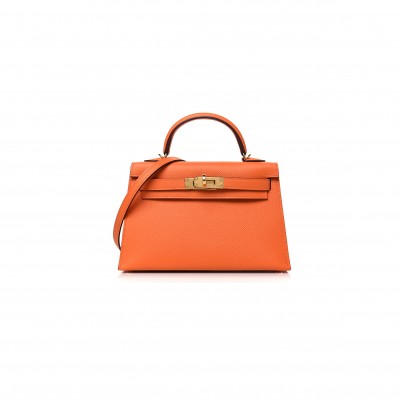 HERMES MINI KELLY SELLIER  ORANGE (22*14*7cm) 